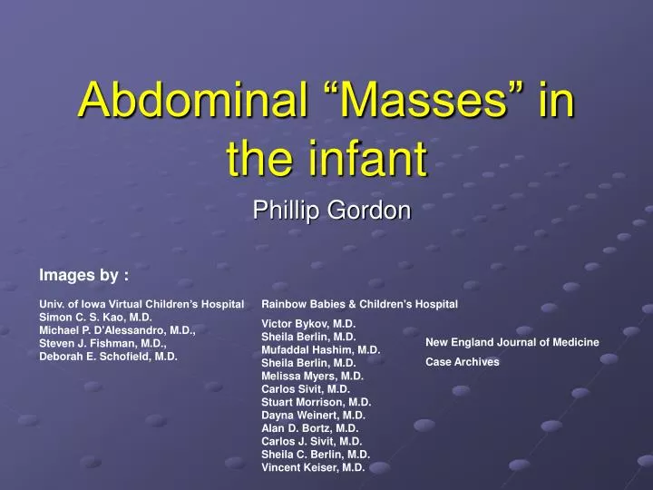 abdominal masses in the infant