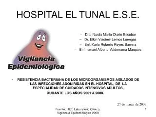 hospital el tunal e s e