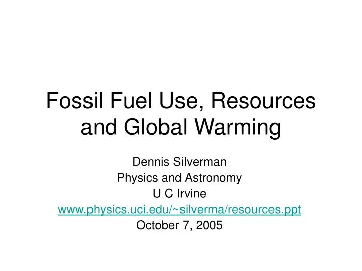 fossil fuel use resources and global warming