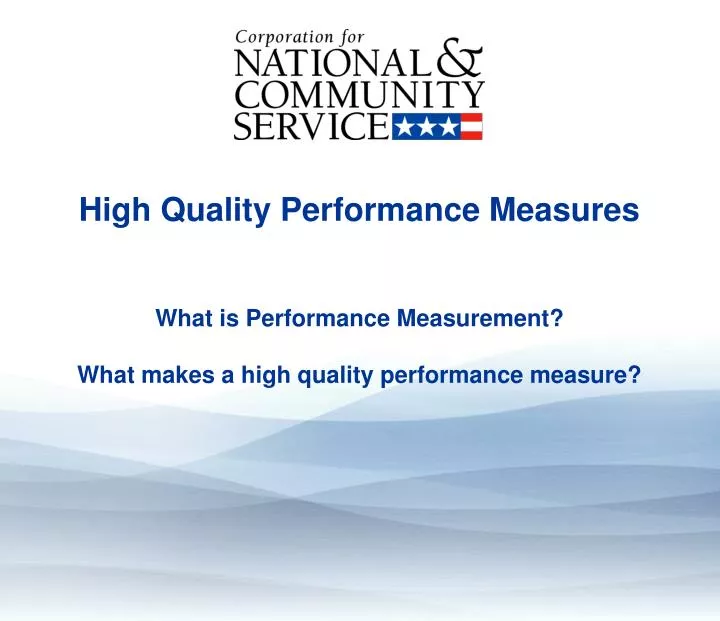 high quality performance measures