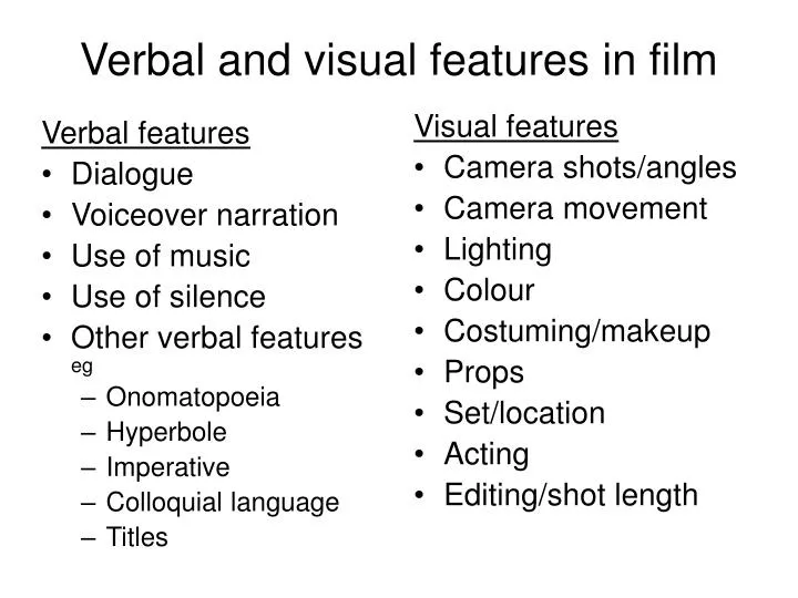 verbal and visual features in film