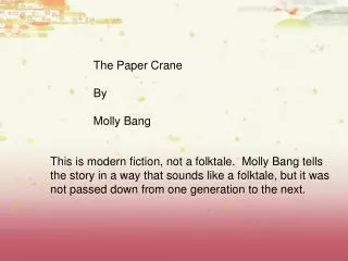 The Paper Crane By Molly Bang