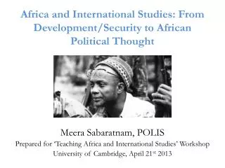 Africa and International Studies: From Development/Security to African Political Thought