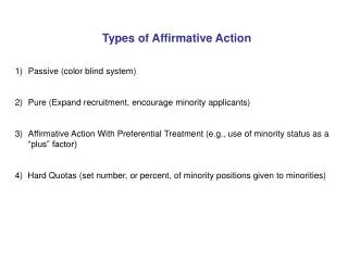 Types of Affirmative Action