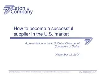 How to become a successful supplier in the U.S. market