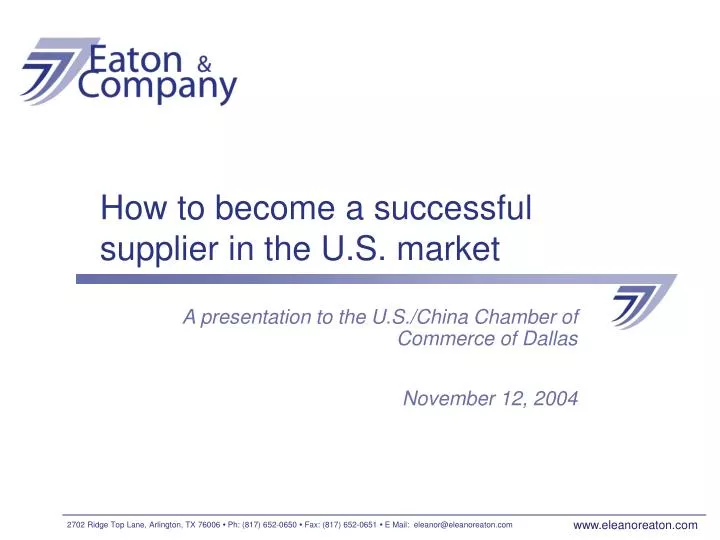 how to become a successful supplier in the u s market
