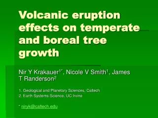 Volcanic eruption effects on temperate and boreal tree growth
