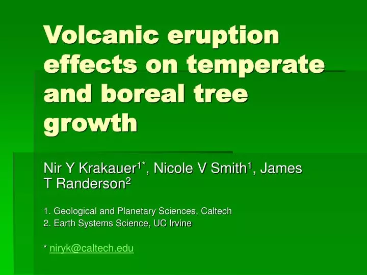 volcanic eruption effects on temperate and boreal tree growth