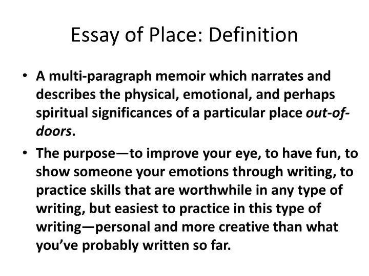 essay of place definition