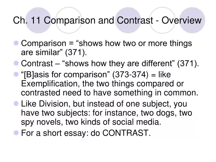 ch 11 comparison and contrast overview