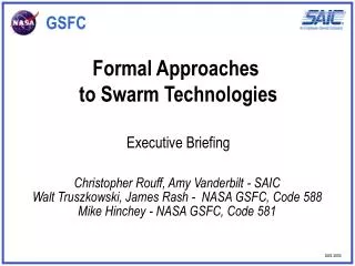 Formal Approaches to Swarm Technologies Executive Briefing