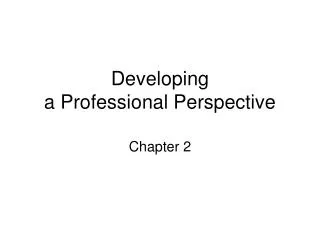 Developing a Professional Perspective