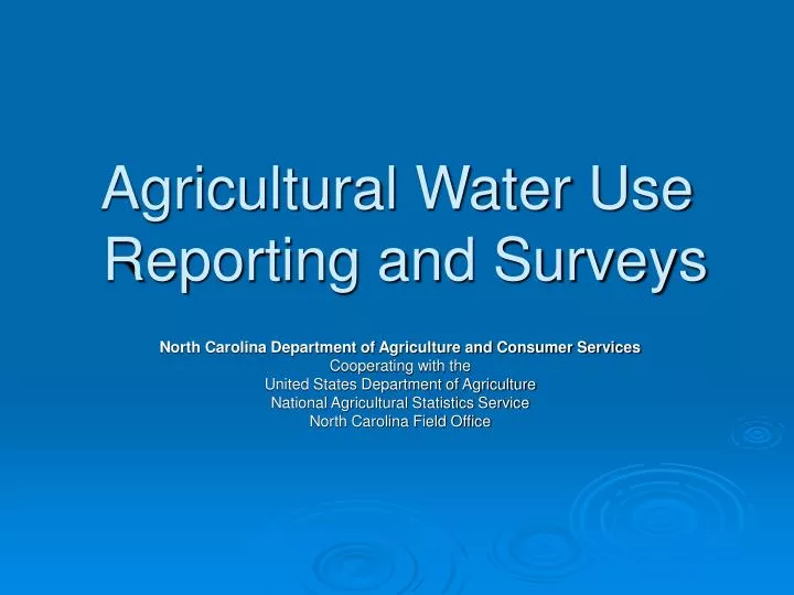 agricultural water use reporting and surveys