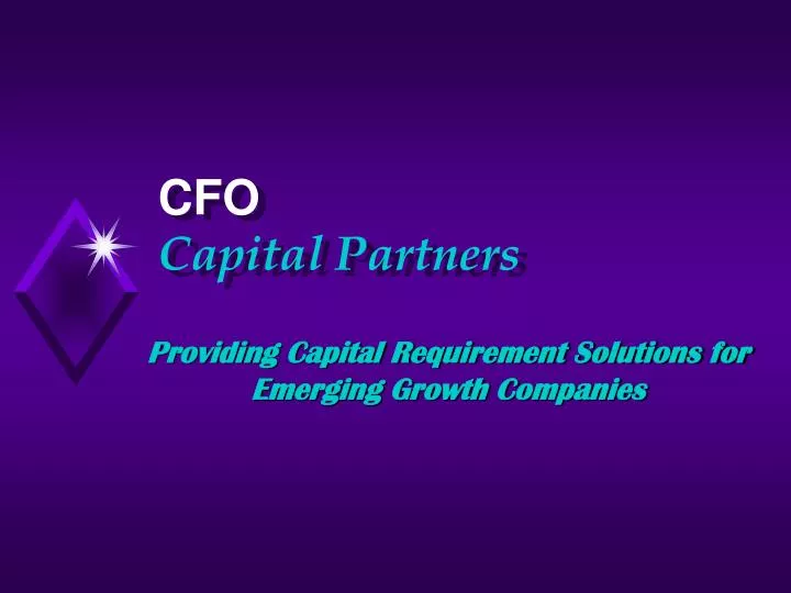 providing capital requirement solutions for emerging growth companies