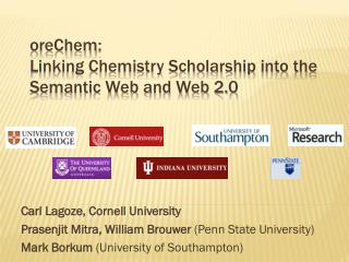 oreChem : Linking Chemistry Scholarship into the Semantic Web and Web 2.0