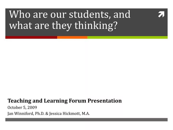who are our students and what are they thinking