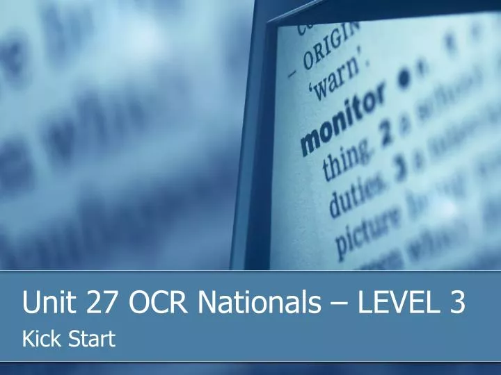 unit 27 ocr nationals level 3