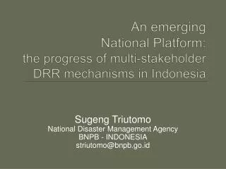 An emerging National Platform: the progress of multi-stakeholder DRR mechanisms in Indonesia