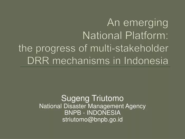 an emerging national platform the progress of multi stakeholder drr mechanisms in indonesia