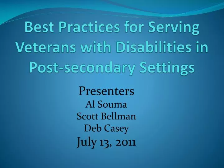 best practices for serving veterans with disabilities in post secondary settings