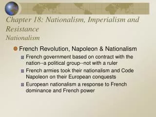 Chapter 18: Nationalism, Imperialism and Resistance Nationalism