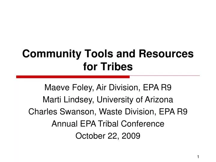 community tools and resources for tribes