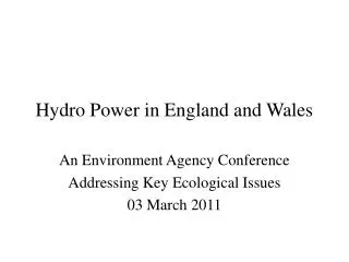 Hydro Power in England and Wales