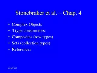 Stonebraker et al. – Chap. 4