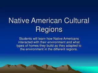 Native American Cultural Regions