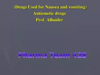 (Drugs Used for Nausea and vomiting) Antiemetic drugs Prof. Alhaider