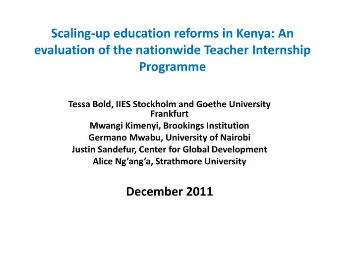 scaling up education reforms in kenya an evaluation of the nationwide teacher internship programme