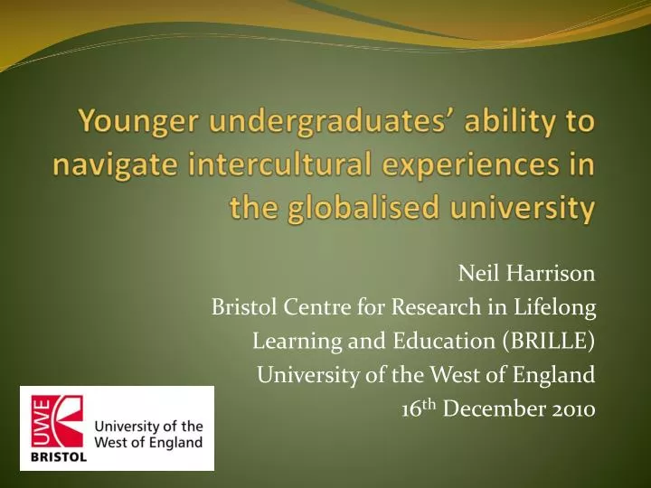 younger undergraduates ability to navigate intercultural experiences in the globalised university