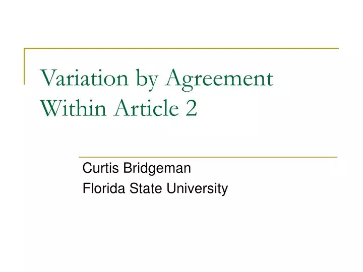 variation by agreement within article 2