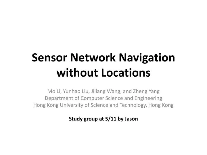 sensor network navigation without locations
