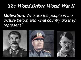 The World Before World War II