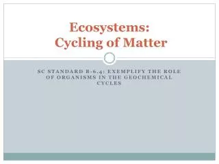 Ecosystems: Cycling of Matter