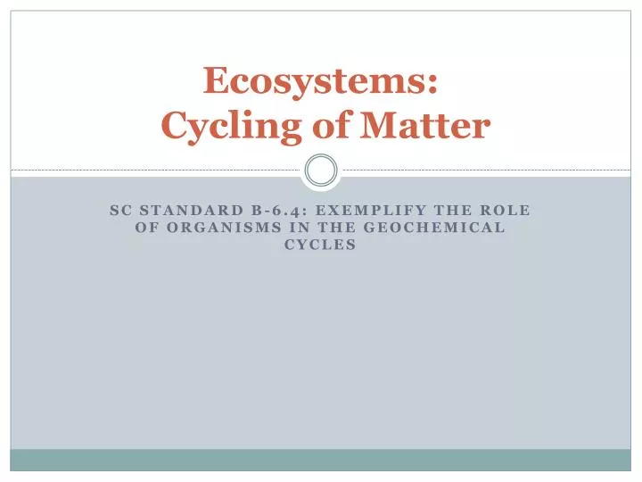 ecosystems cycling of matter