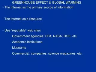GREENHOUSE EFFECT &amp; GLOBAL WARMING
