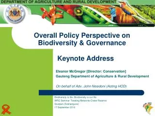 Overall Policy Perspective on Biodiversity &amp; Governance