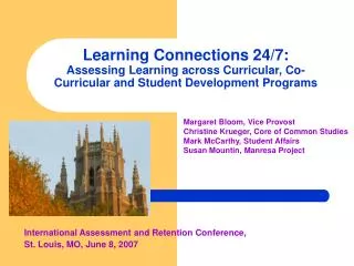 Learning Connections 24/7: Assessing Learning across Curricular, Co-Curricular and Student Development Programs