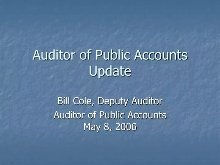 auditor of public accounts update