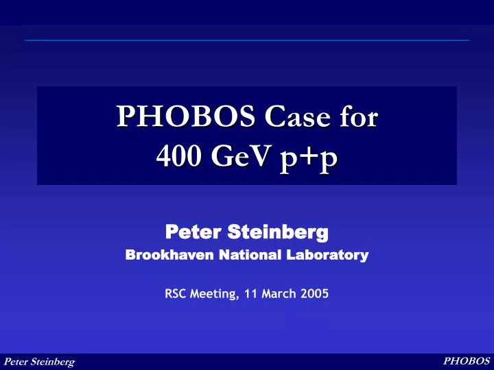 phobos case for 400 gev p p