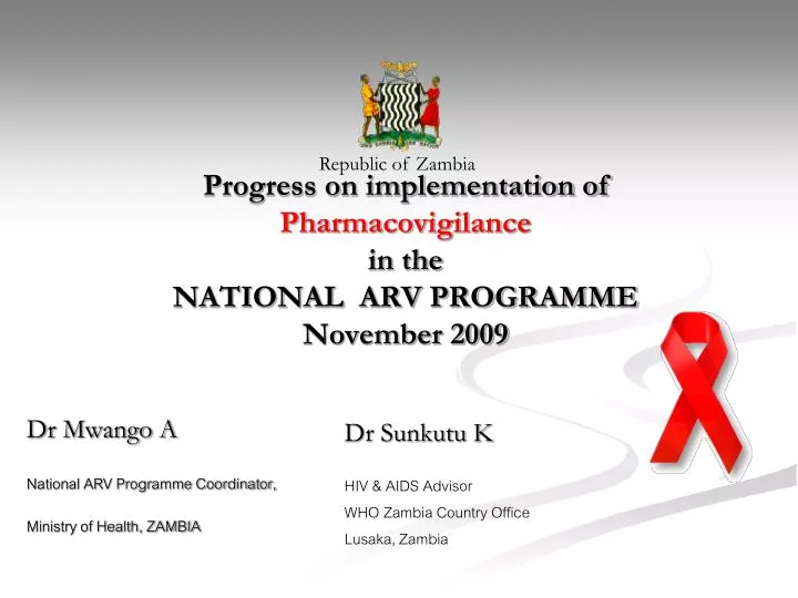 progress on implementation of pharmacovigilance in the national arv programme november 2009