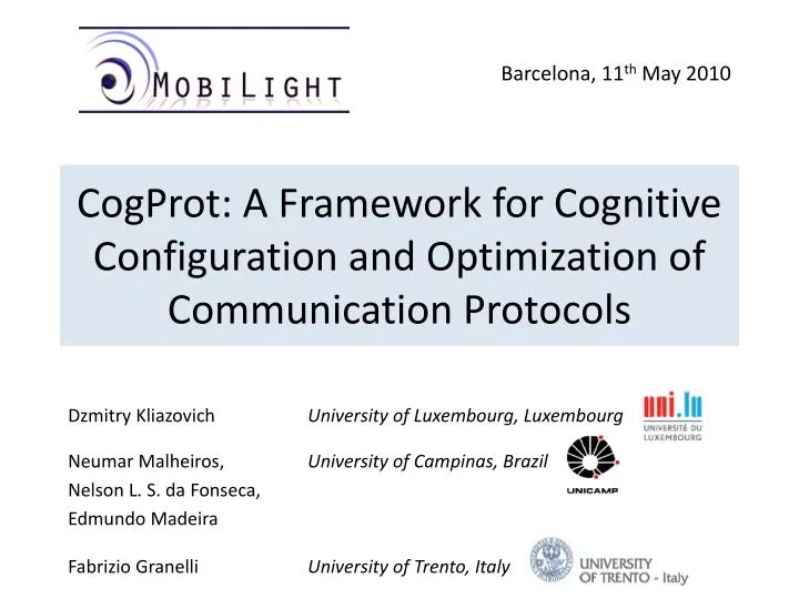 cogprot a framework for cognitive configuration and optimization of communication protocols
