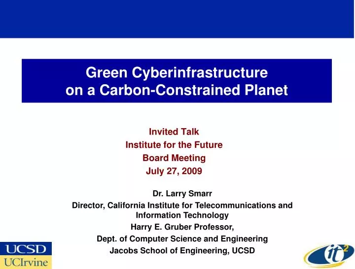 green cyberinfrastructure on a carbon constrained planet