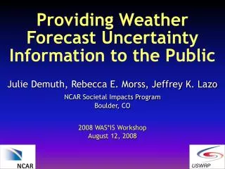 Providing Weather Forecast Uncertainty Information to the Public