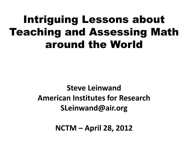 intriguing lessons about teaching and assessing math around the world