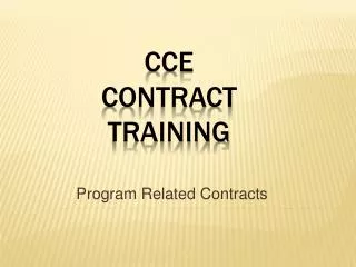 CCE Contract Training