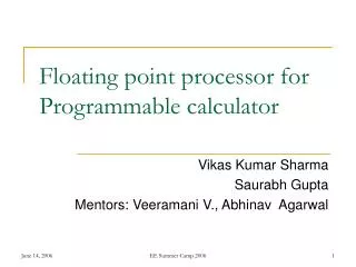 Floating point processor for Programmable calculator