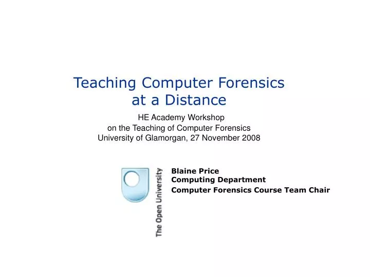 blaine price computing department computer forensics course team chair